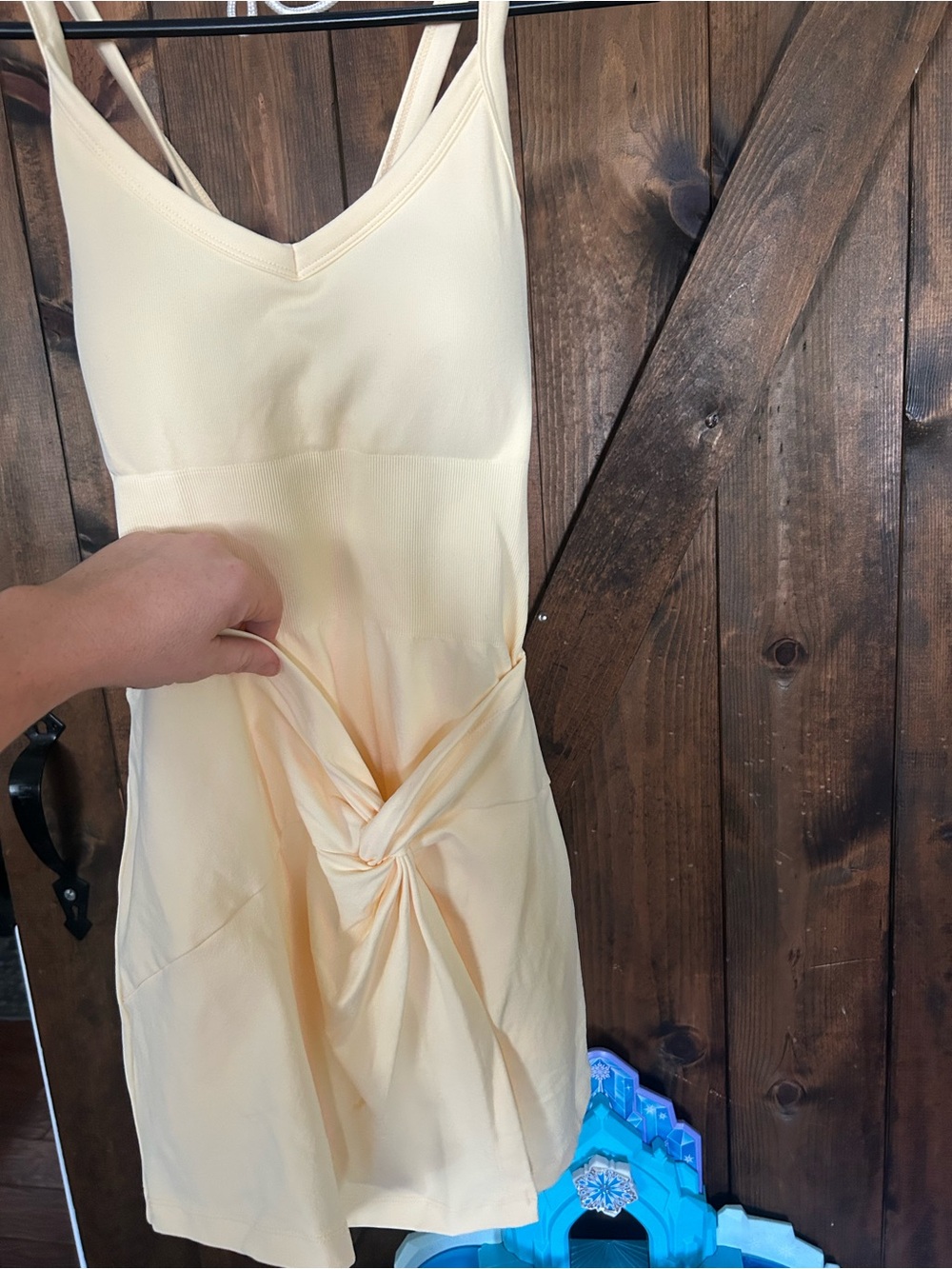 Women's Twist-Front Sleeveless Dress in Pale Yellow